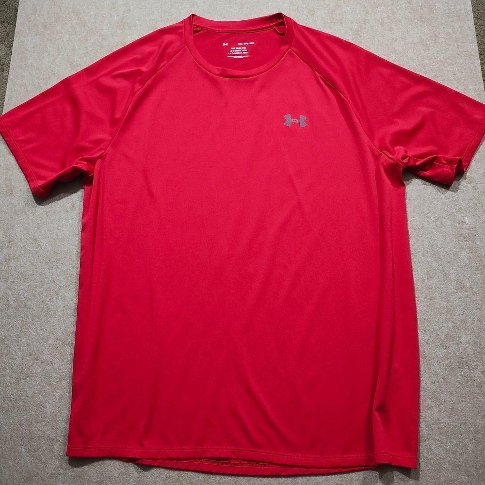 Under Armour The Tech Tee Shirt Red Mens #3